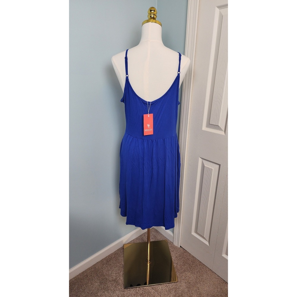 NWT WEACZZY Womens XL Sleeveless Dress Wrap Dress Sundress Blue V-Neck Pockets - Picture 2 of 8